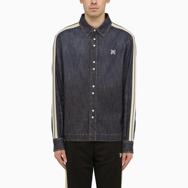 Palm Angels Blue denim Monogram shirt-jacket