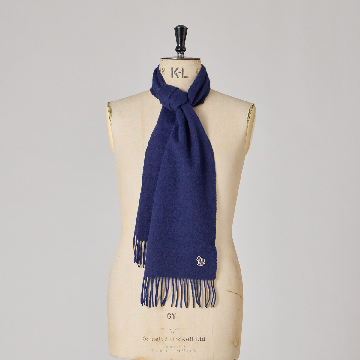 Paul Smith Navy Lambswool Zebra Scarf