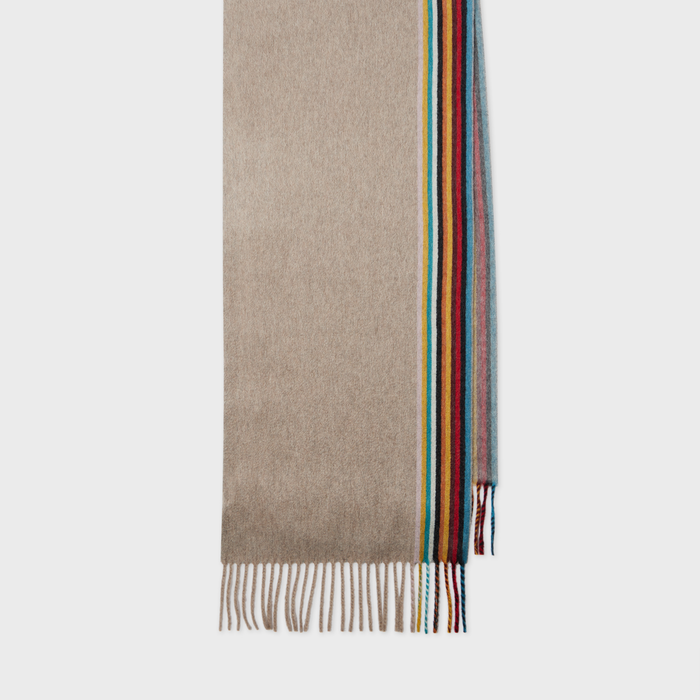 Paul Smith Brown 'Signature Stripe' Edge Cashmere Scarf