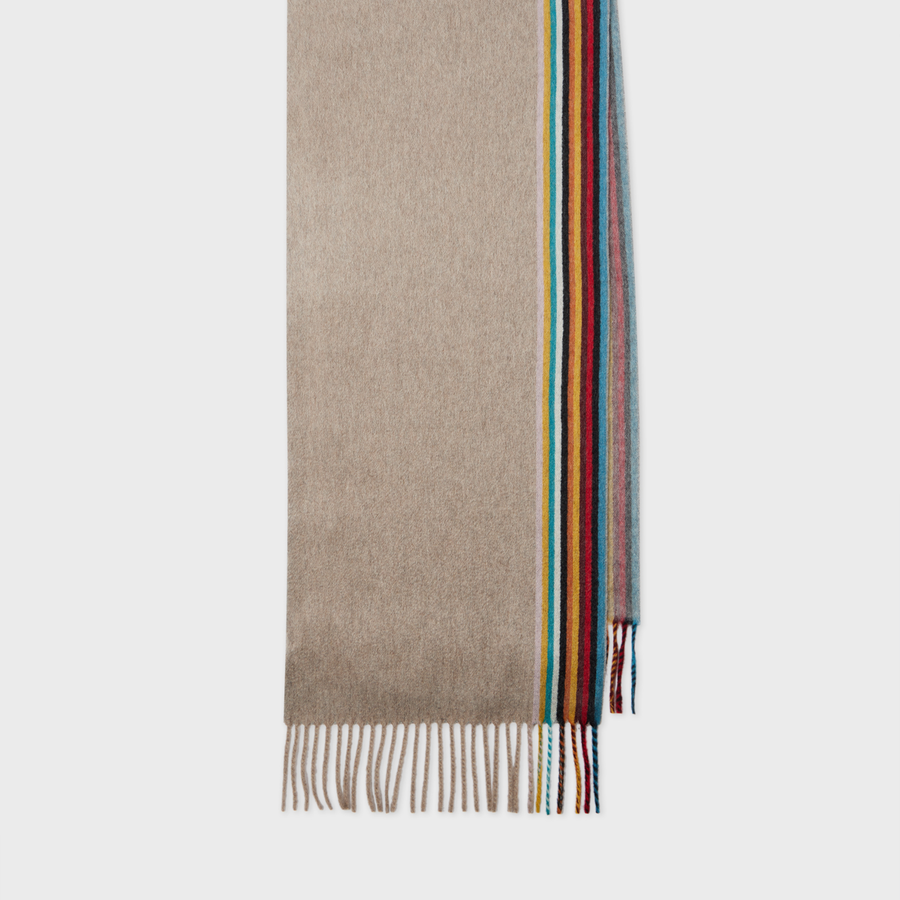 Paul Smith Brown 'Signature Stripe' Edge Cashmere Scarf