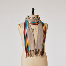 Paul Smith Brown 'Signature Stripe' Edge Cashmere Scarf