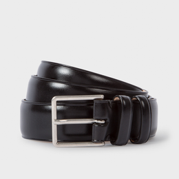 Paul Smith Black Leather Double Keeper Classic Suit Belt