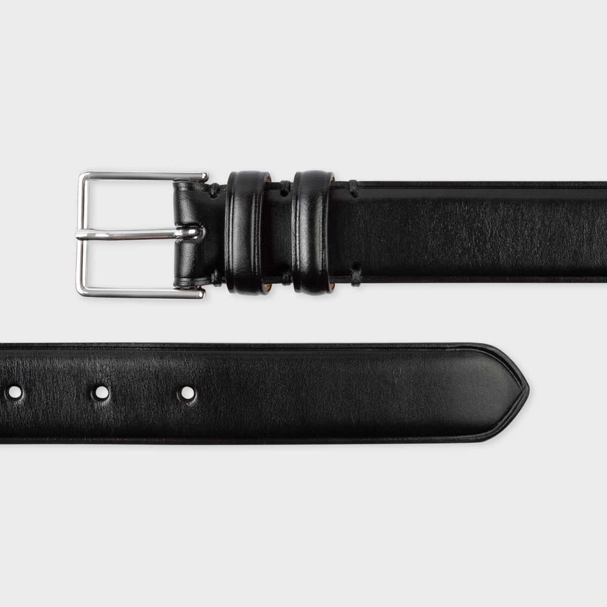 Paul Smith Black Leather Double Keeper Classic Suit Belt