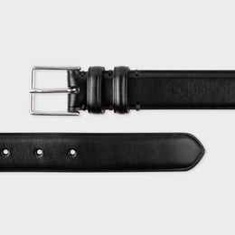 Paul Smith Black Leather Double Keeper Classic Suit Belt