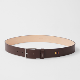 Paul Smith Brown Leather 'Artist Stripe' Stitch Belt