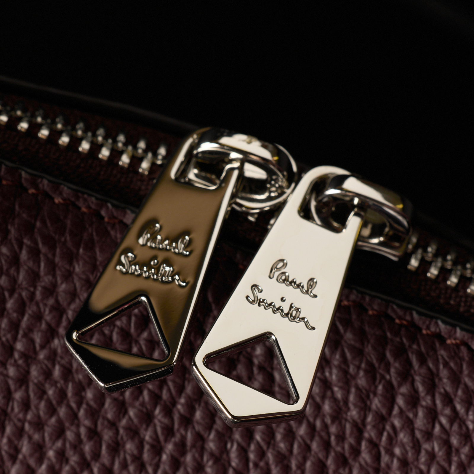 Paul Smith Burgundy Leather Double-Zip Folio