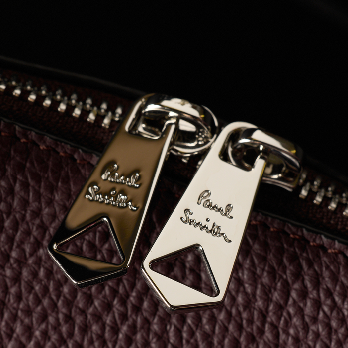 Paul Smith Burgundy Leather Double-Zip Folio