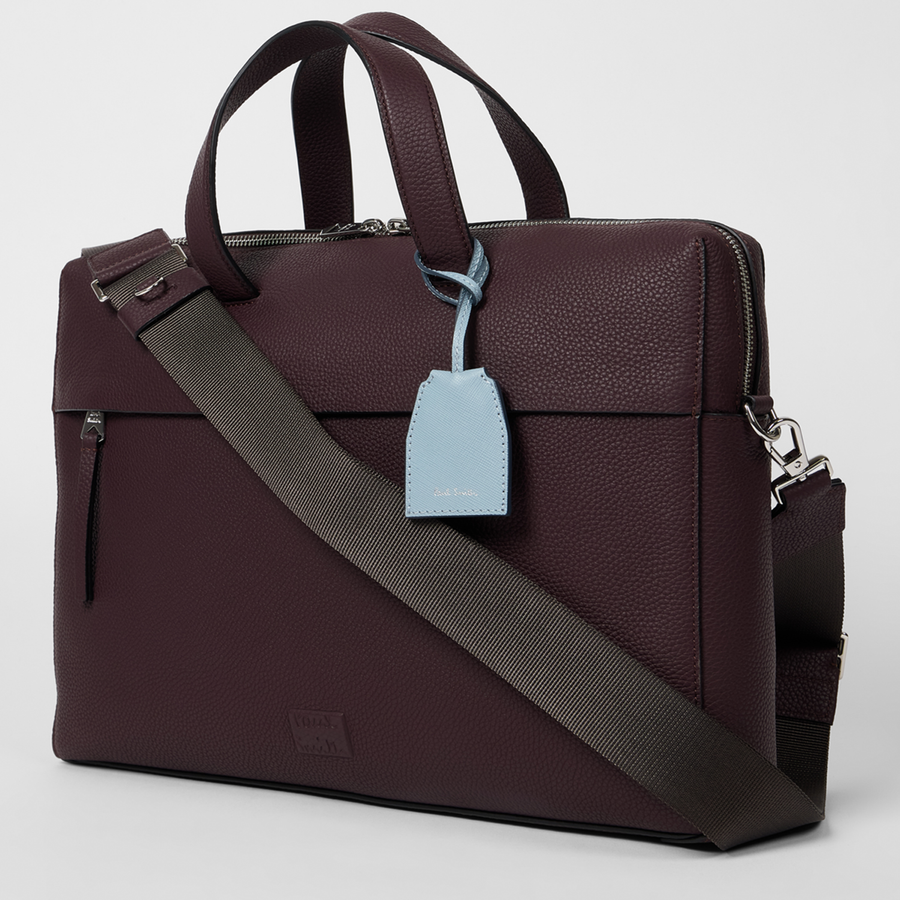 Paul Smith Burgundy Leather Double-Zip Folio