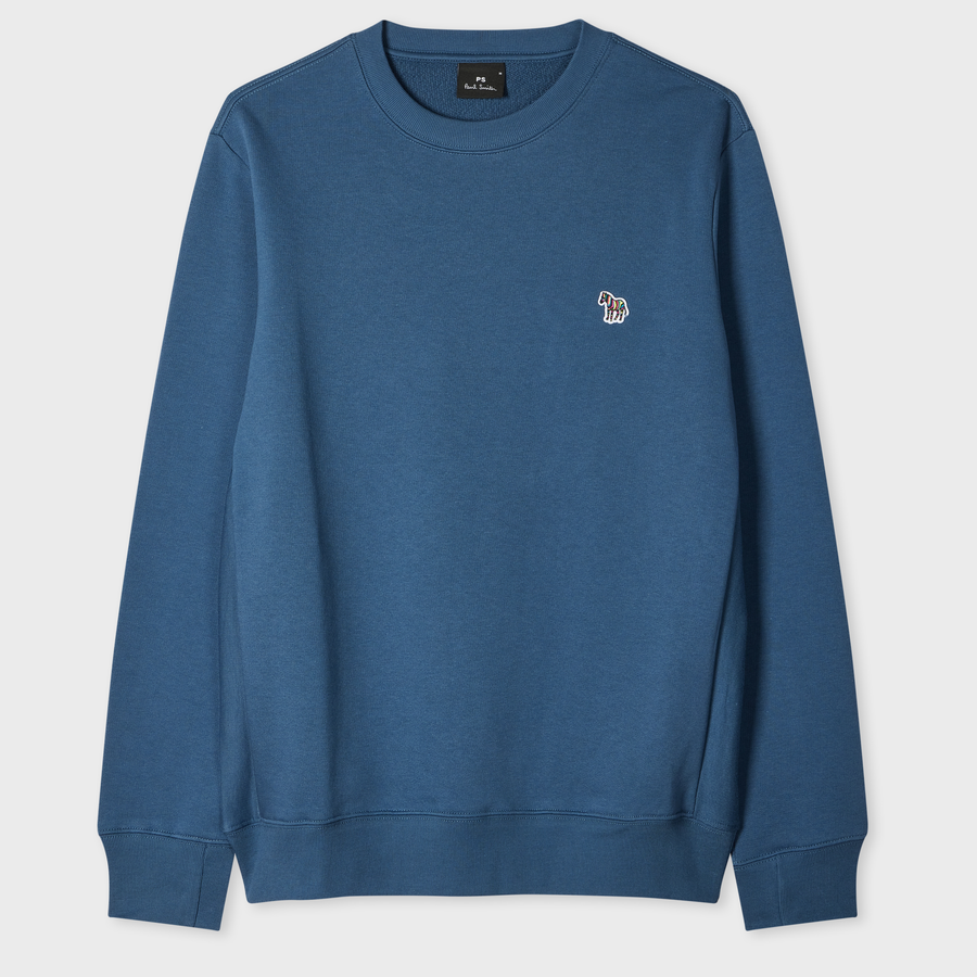 PS Paul Smith Mid Blue Organic Cotton Zebra Logo Sweatshirt