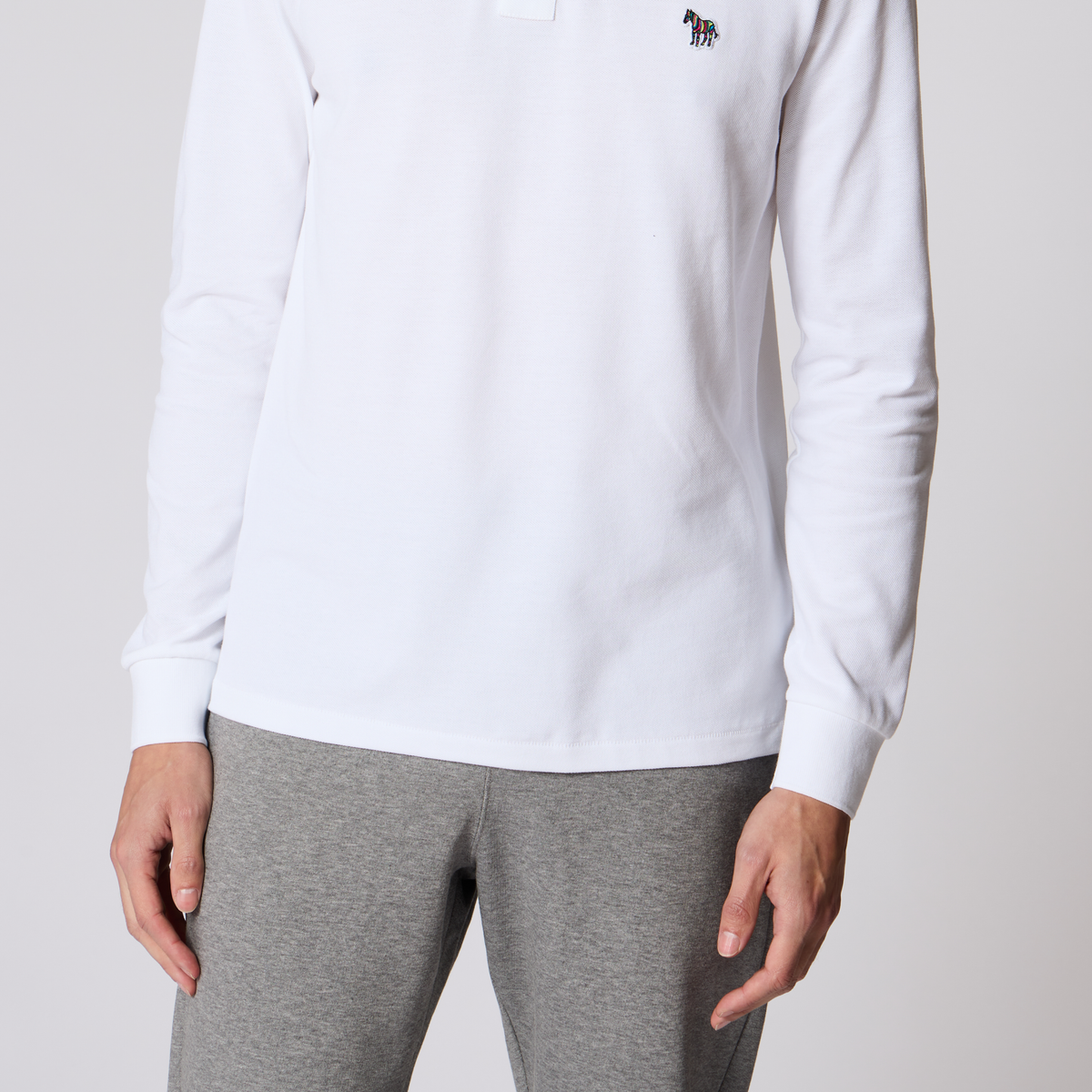 PS Paul Smith Organic Cotton Zebra Logo Long-Sleeve Polo Shirt