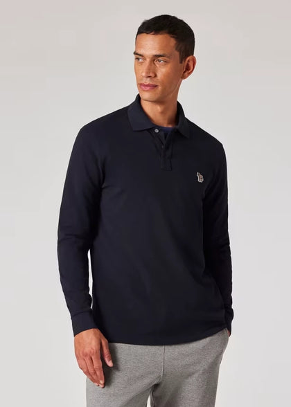 PS Paul Smith Organic Cotton Zebra Logo Long-Sleeve Polo Shirt