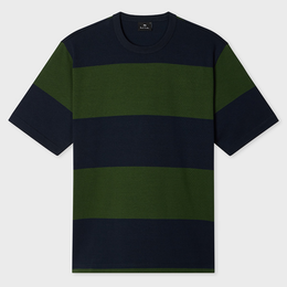 PS Paul Smith Oversized Navy and Green Block Stripe T-Shirt