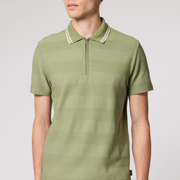 PS Paul Smith Washed Green Textured Stripe Polo Shirt