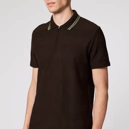 PS Paul Smith Washed Brown Textured Stripe Polo Shirt
