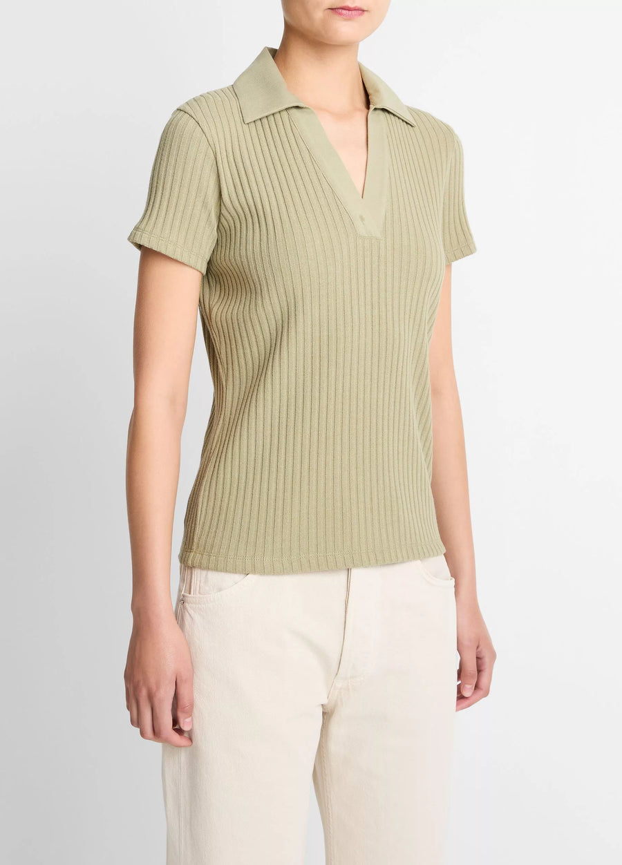 Ribbed Cotton-Blend Polo Shirt