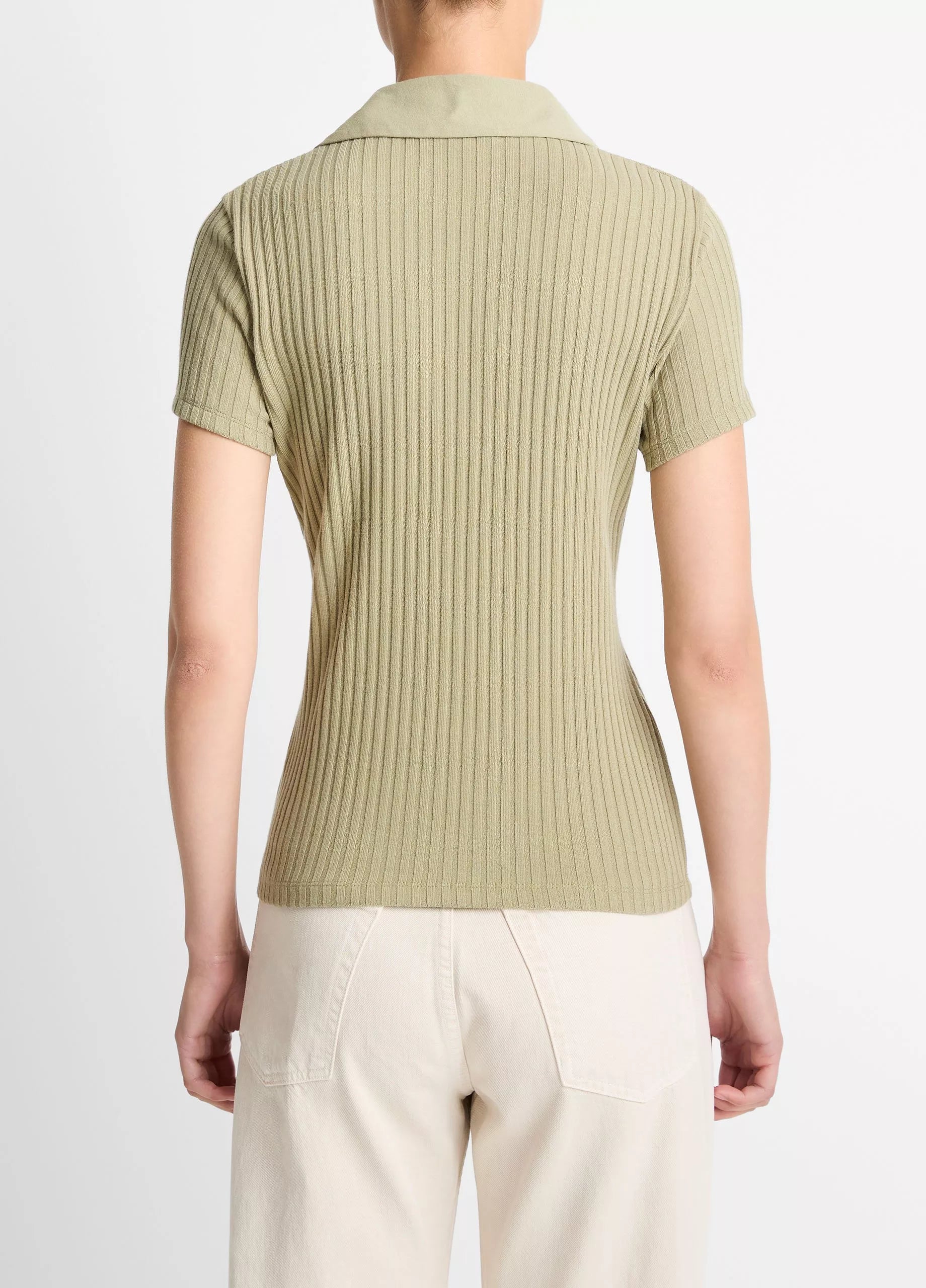 Vince Ribbed Cotton-Blend Polo Shirt