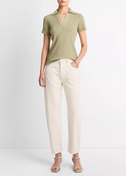 Ribbed Cotton-Blend Polo Shirt