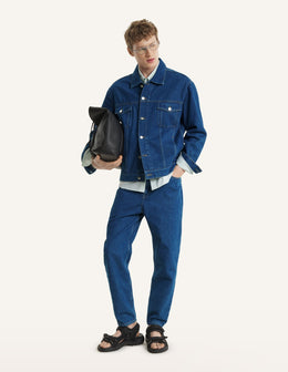 Washed Indigo Tapered Leg Denim