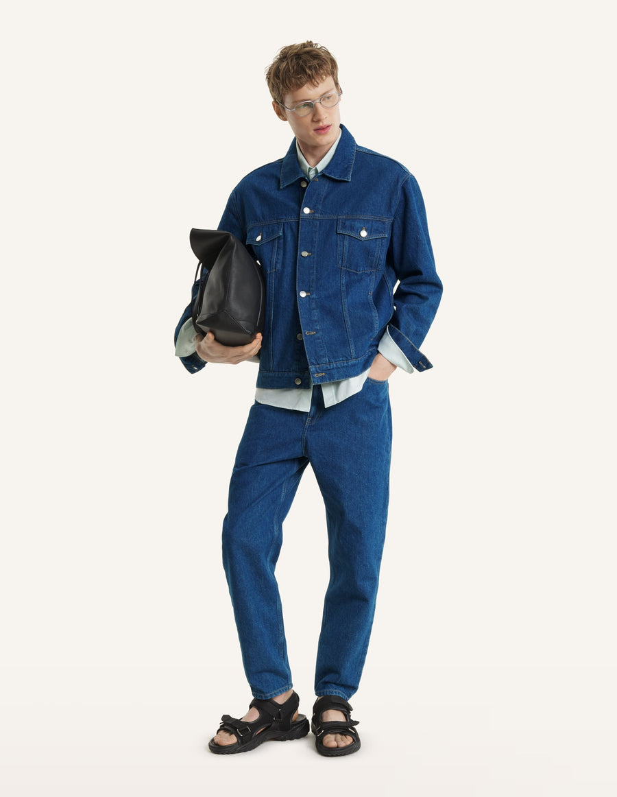 Washed Indigo Tapered Leg Denim
