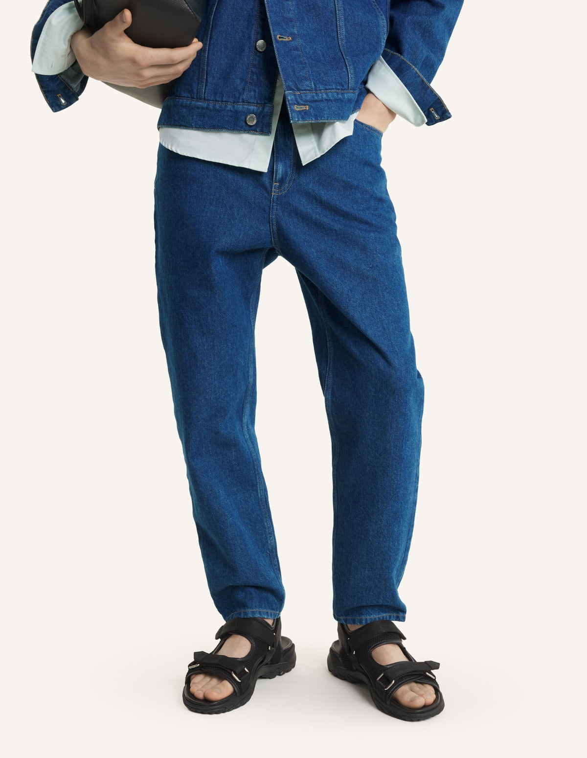 Washed Indigo Tapered Leg Denim