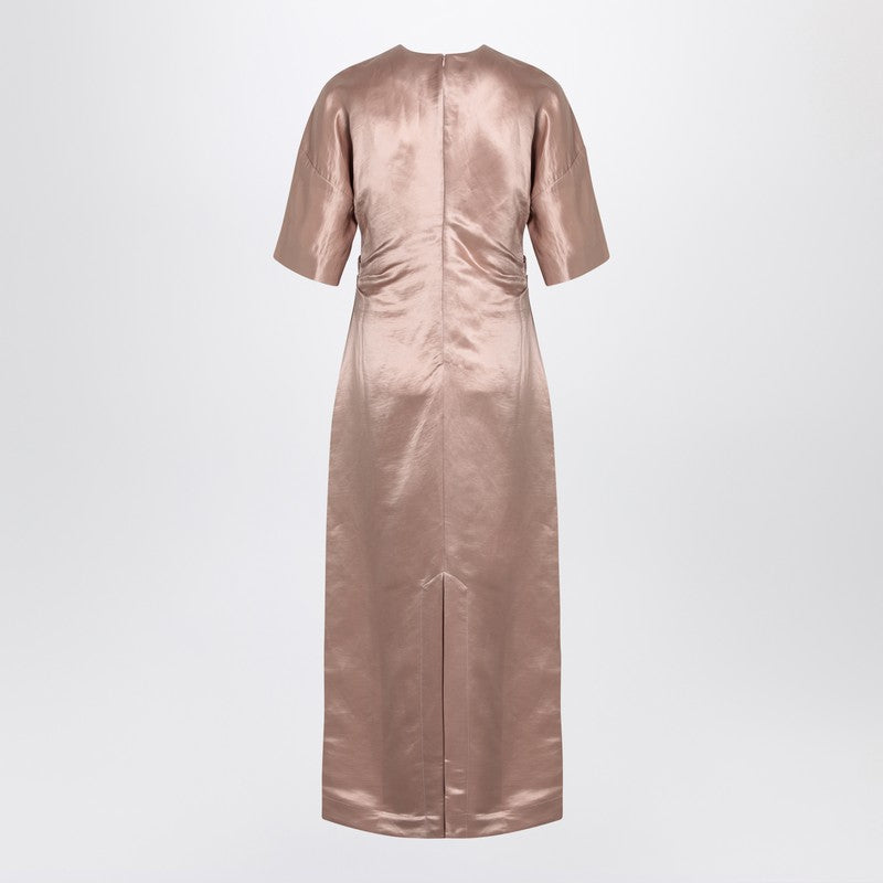 Loulou Studio Long antique pink dress in linen and silk