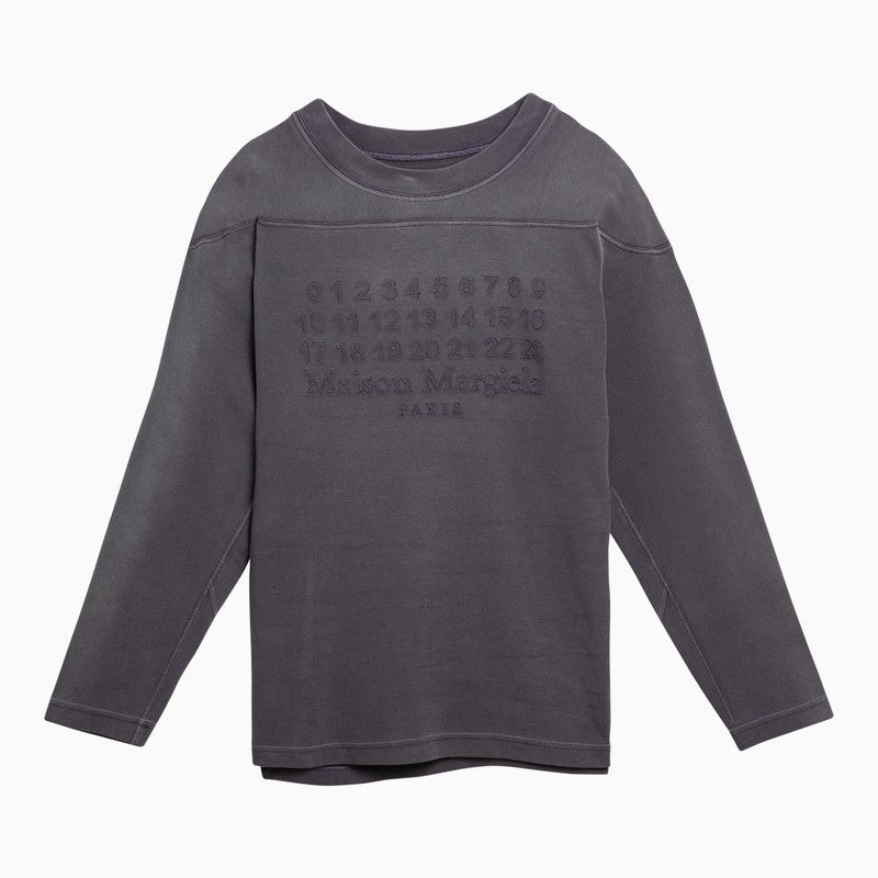 Maison Margiela Aubergine-coloured cotton sweater with logo