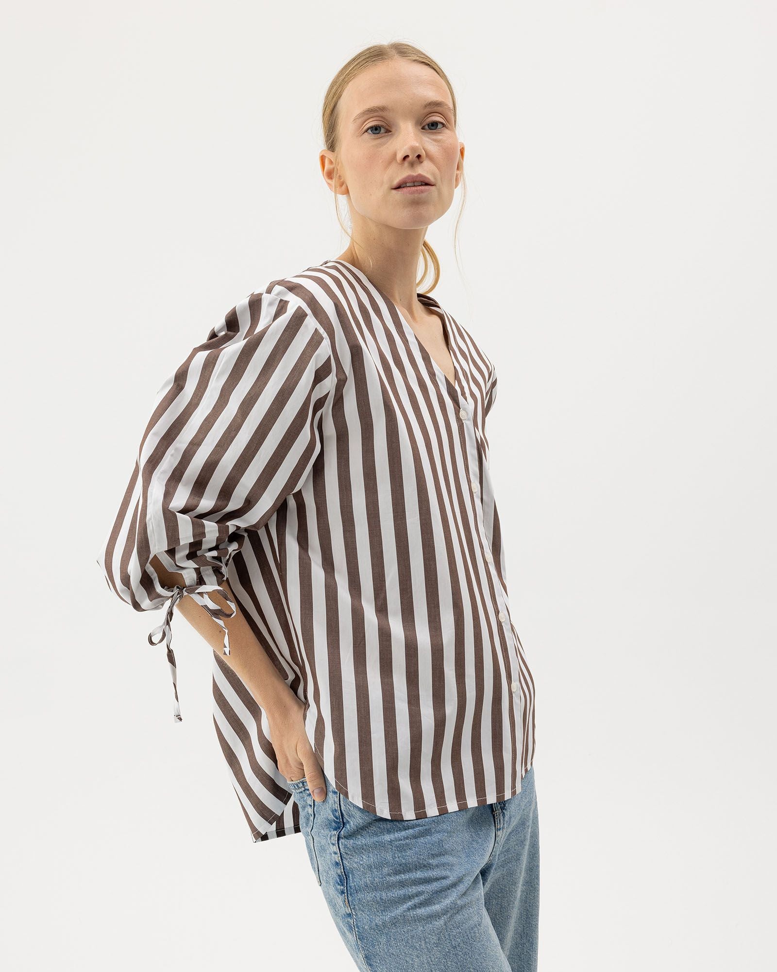 Holebrook Marie Shirt - Dark Brown / White