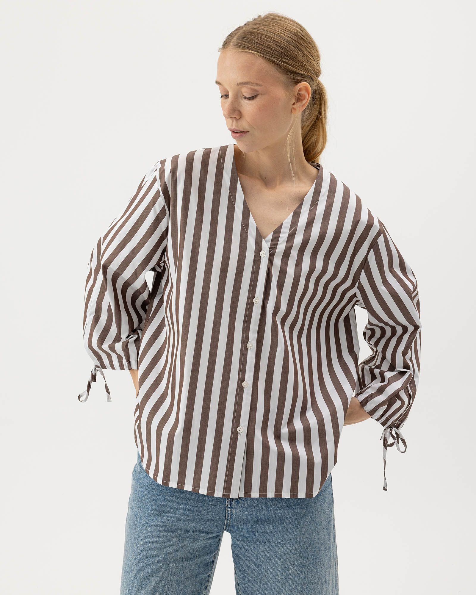 Holebrook Marie Shirt - Dark Brown / White