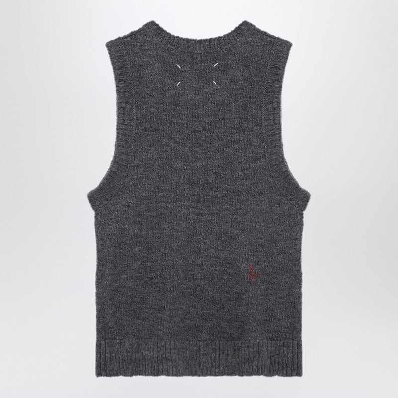 Maison Margiela Grey knitted sleeveless top