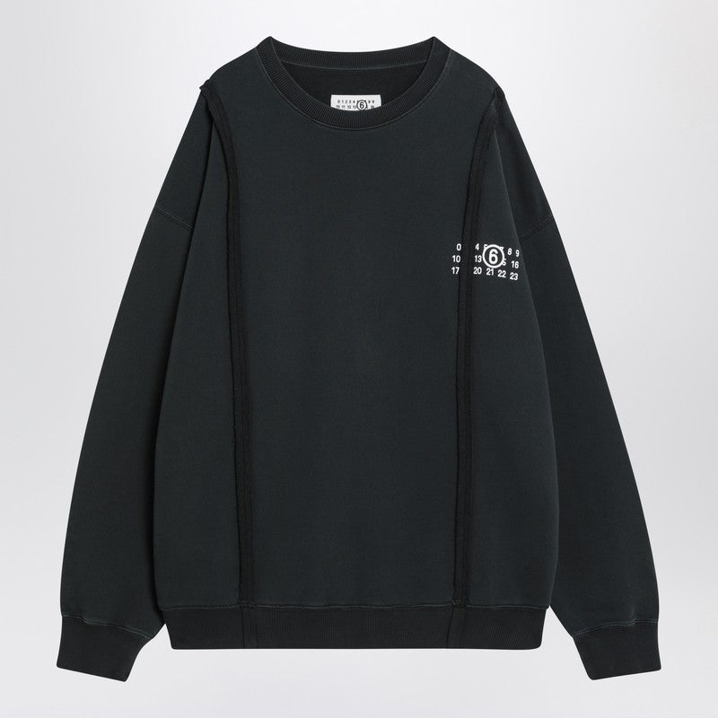 MM6 Maison Margiela Black sweatshirt with Numeric logo in cotton