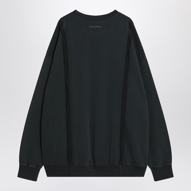 MM6 Maison Margiela Black sweatshirt with Numeric logo in cotton