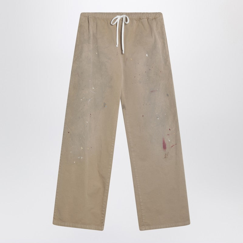 MM6 Maison Margiela Wide beige trousers with brushstrokes