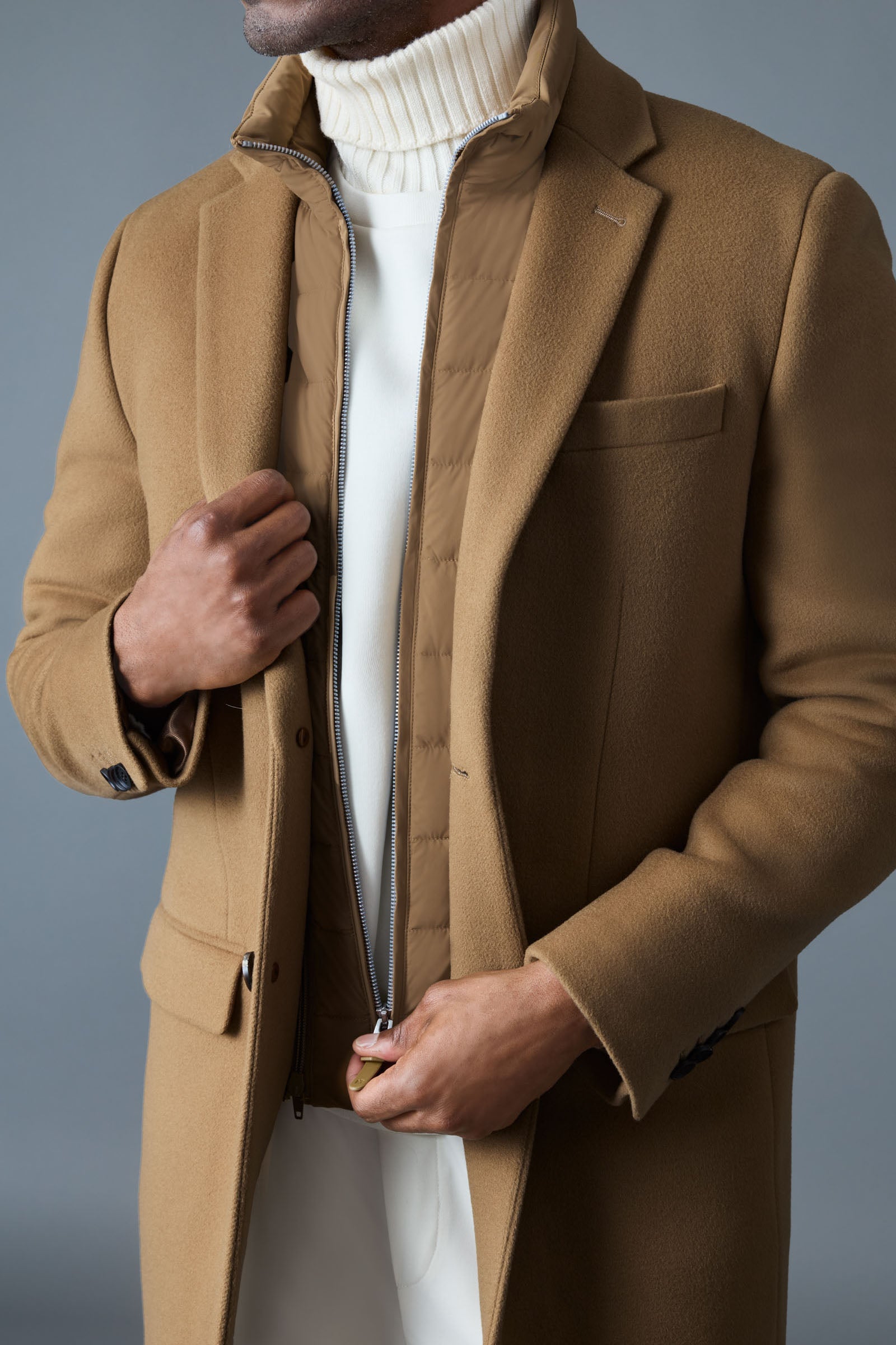 SKAI-SLB 3-in-1 wool coat with removable down liner