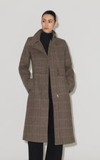 SUZAN-HC Maxi Coat in Herringbone Plaid Wool