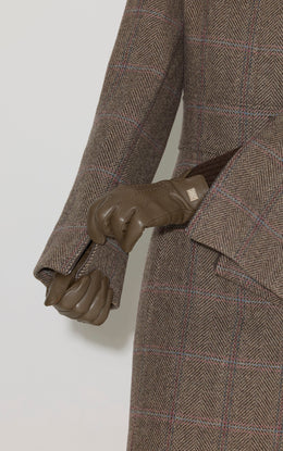 SUZAN-HC Maxi Coat in Herringbone Plaid Wool