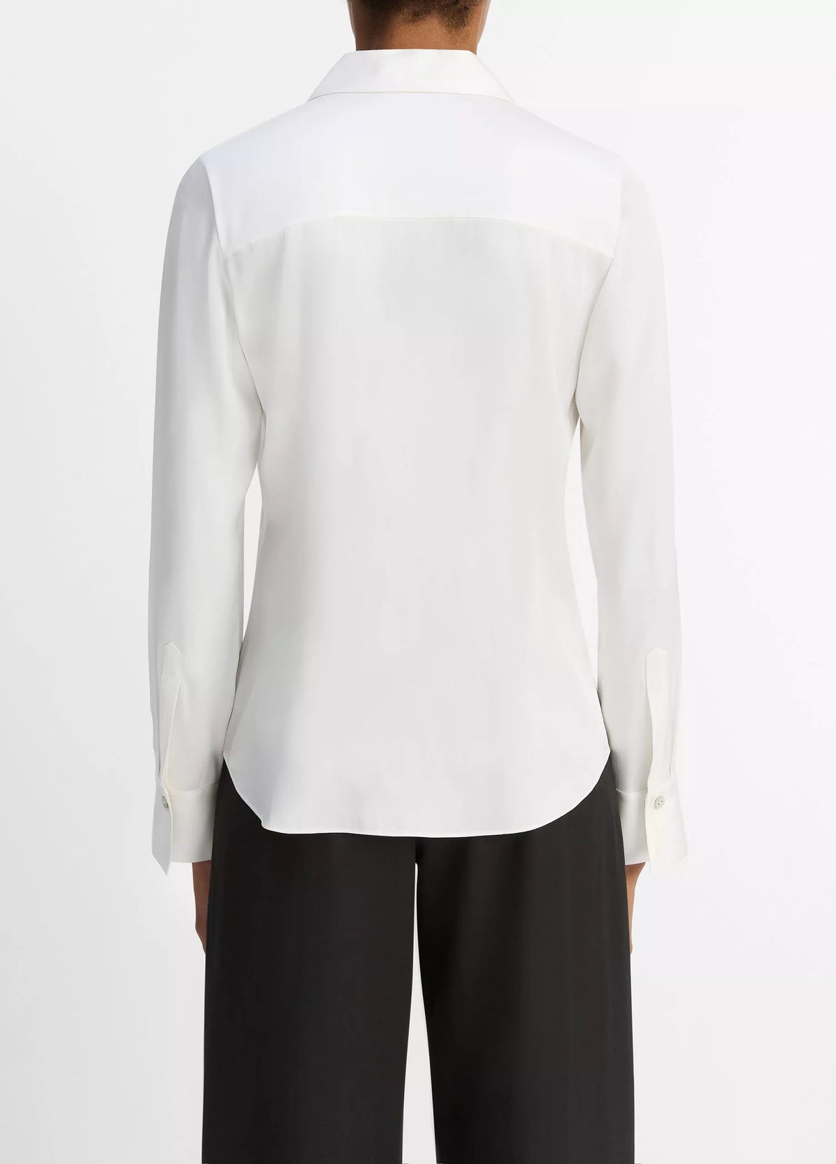 Silk-Blend Slim Button-Front Blouse