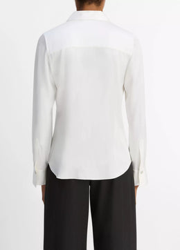 Silk-Blend Slim Button-Front Blouse