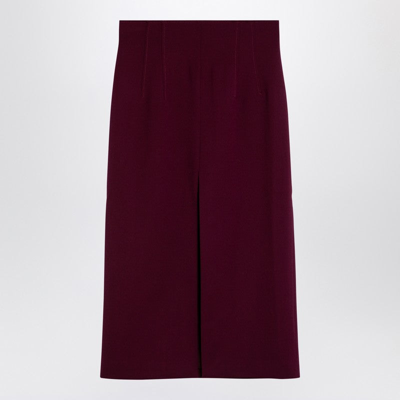 THE ANDAMANE Stephanie Burgundy wool-blend midi skirt