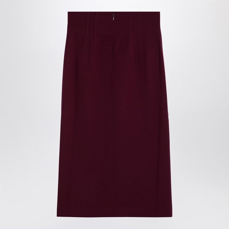 THE ANDAMANE Stephanie Burgundy wool-blend midi skirt