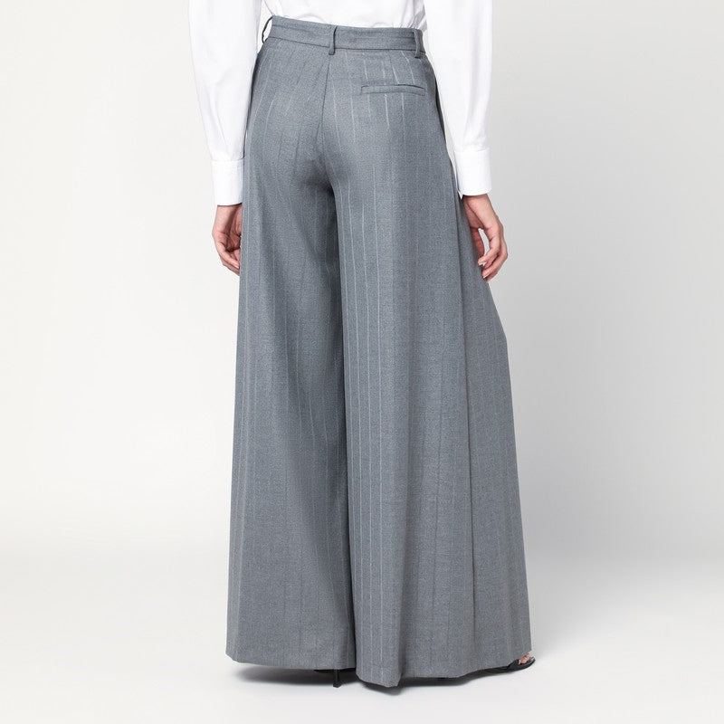 THE ANDAMANE Extra-wide grey pinstriped Tara trousers