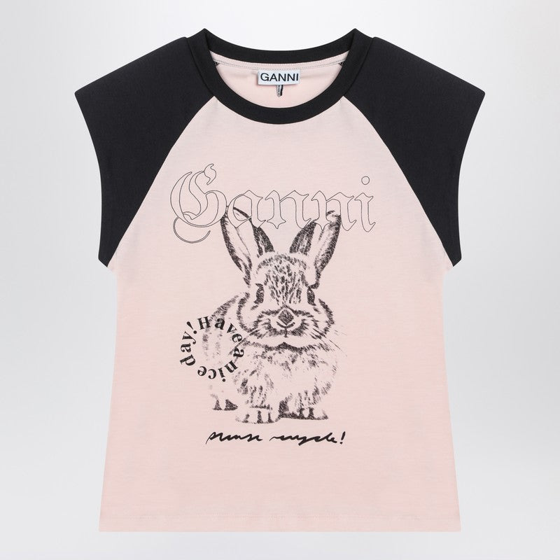 GANNI Pink T-shirt with logo print