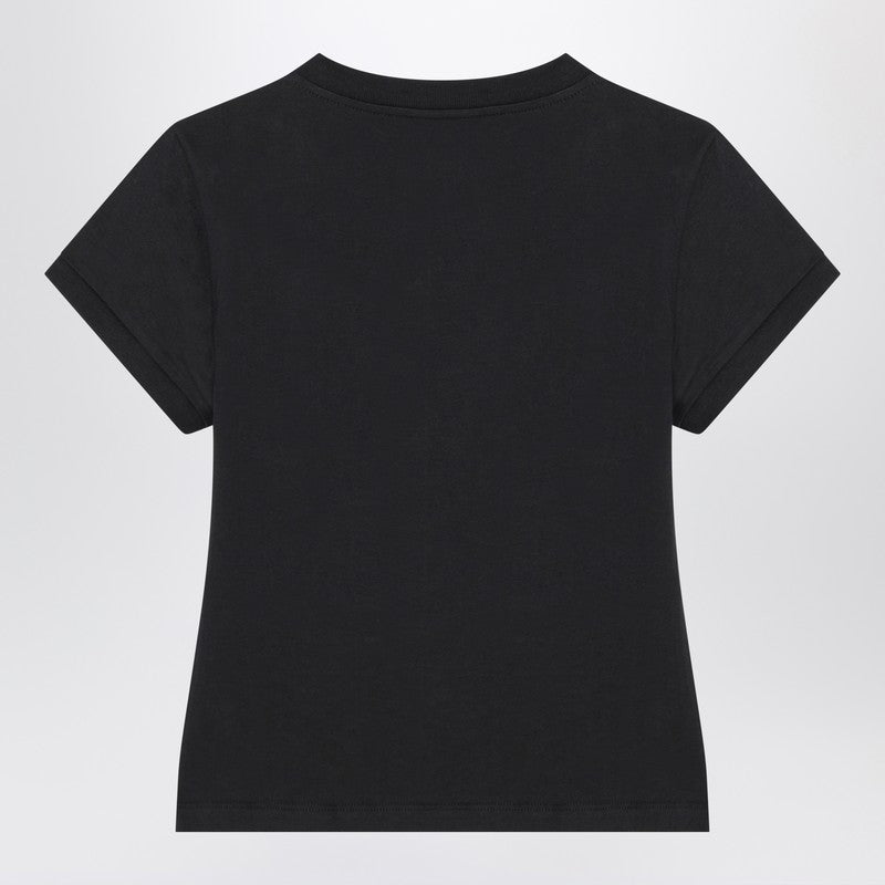 GANNI Washed black T-shirt with poodle print