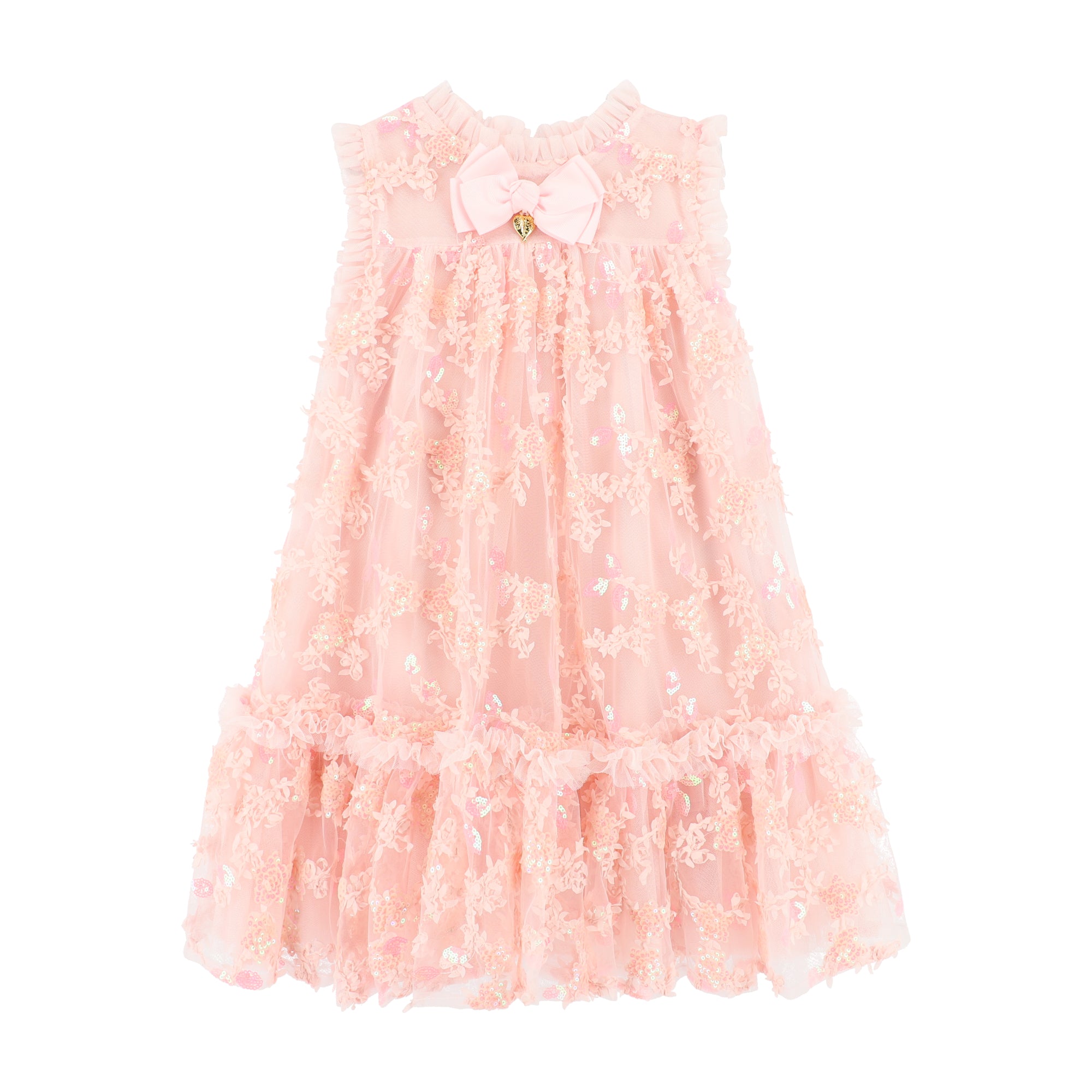 Tilly Sequin Flower Tulle Dress Pale Pink