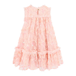 Tilly Sequin Flower Tulle Dress Pale Pink