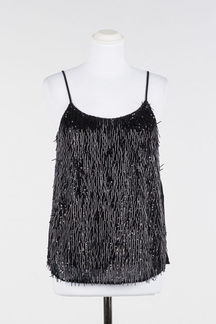 Twinset Black Beaded Woven Top