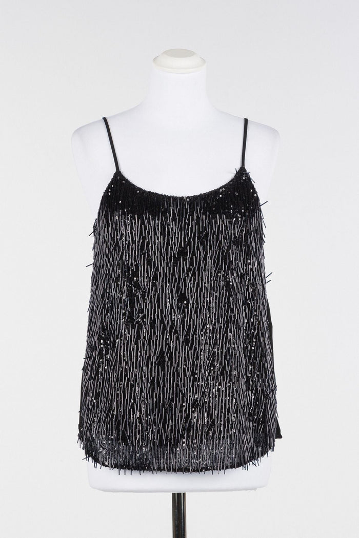 Twinset Black Beaded Woven Top