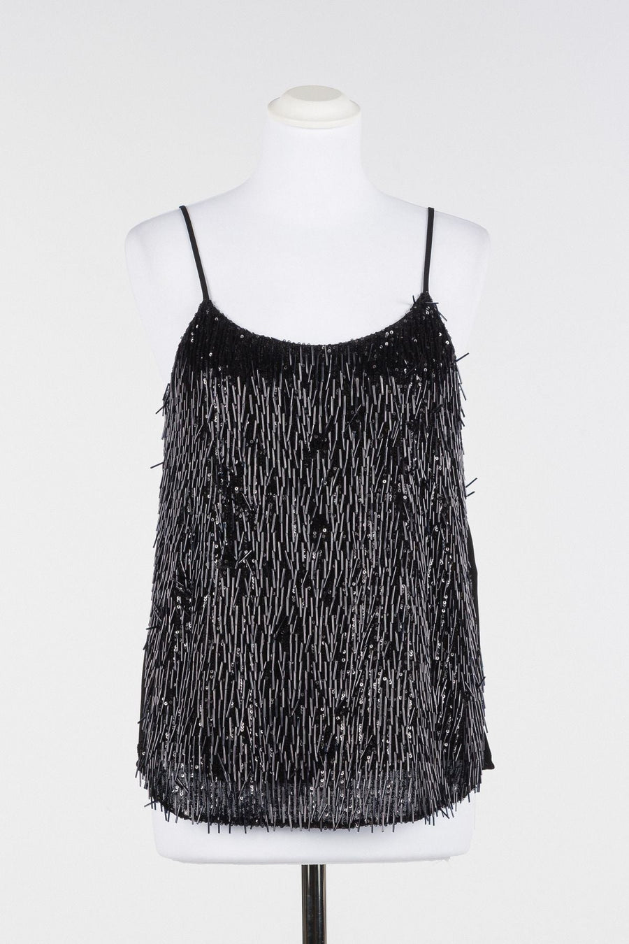 Twinset Black Beaded Woven Top
