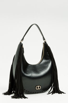 Twinset Black Fringe Hobo Bag