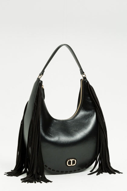 Twinset Black Fringe Hobo Bag
