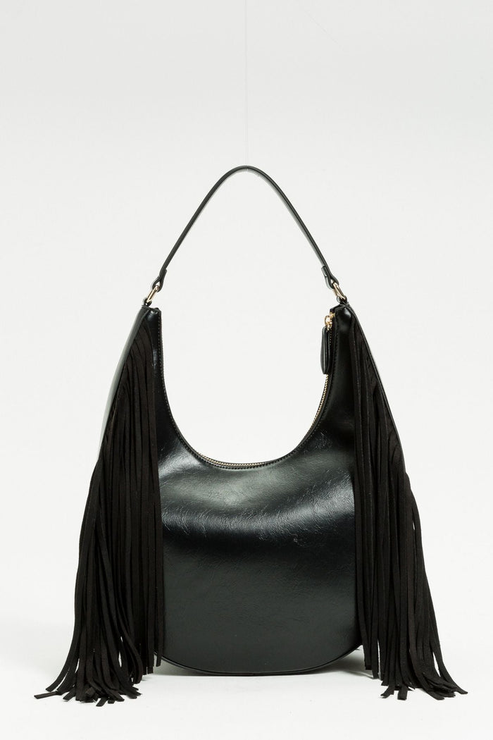 Twinset Black Fringe Hobo Bag